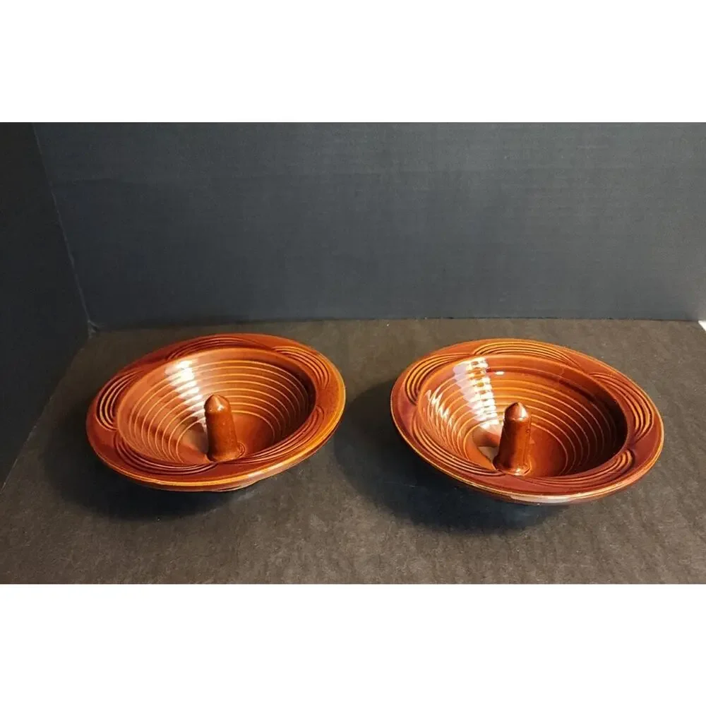 Vtg Apple Baker Hand Thrown Pottery Brown Stoneware 6.5